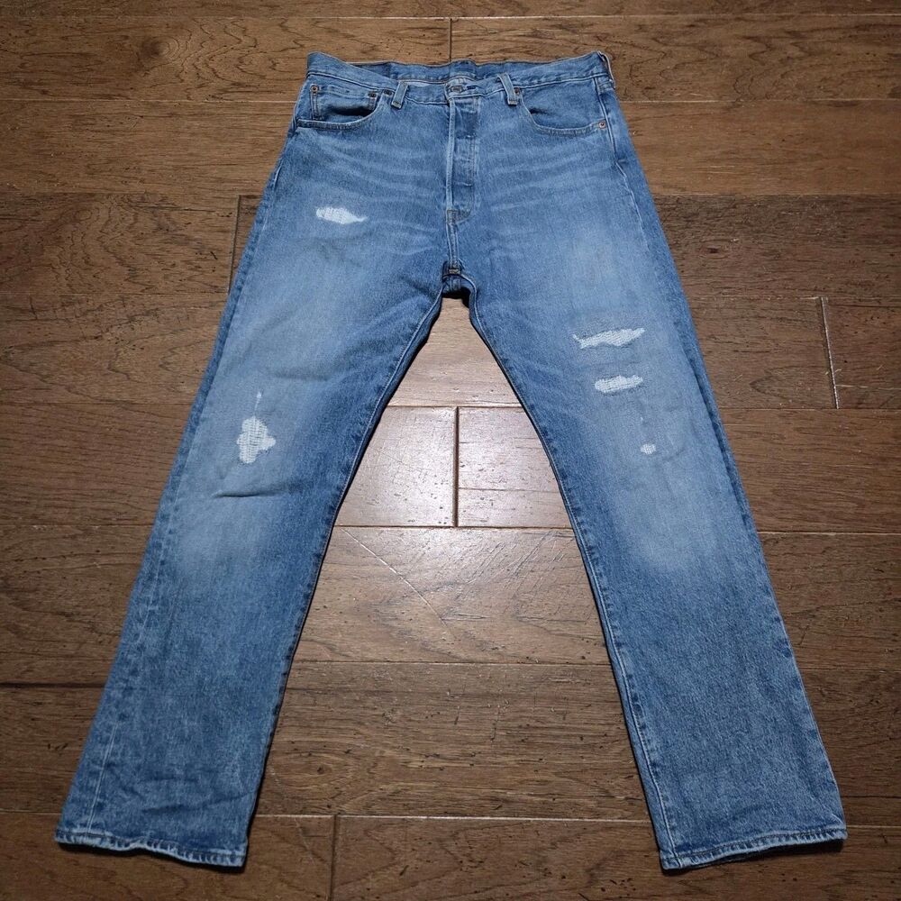 Levi's 501 Jeans Mens 33x30 Blue '93 Straight Button Fly Distressed